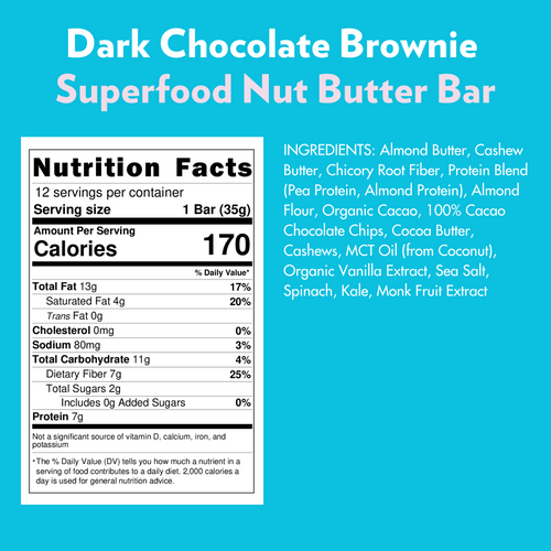 Dark Chocolate Brownie Superfood Bar (12 Count) 🍫